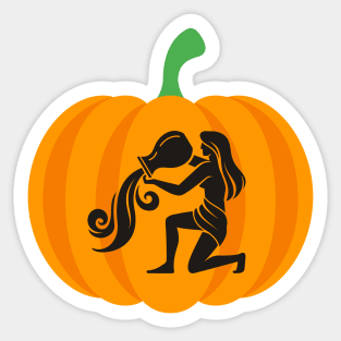 Halloween Jack O Lantern Aquarius Zodiac Sign Sticker